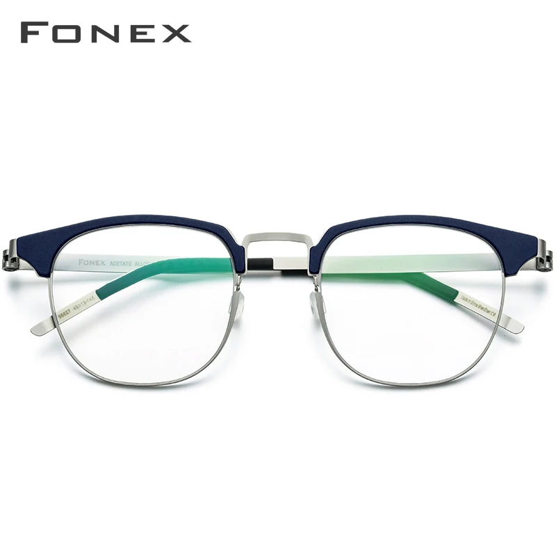 FONEX Ацетатный сплав оправа для очков Мужские Винтажные круглые оптические очки для близорукости женские очки без винтов 98627