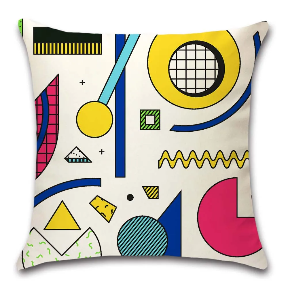 Наволочка для подушки из полиэстера и шелка с абстрактным узором Мемфиса