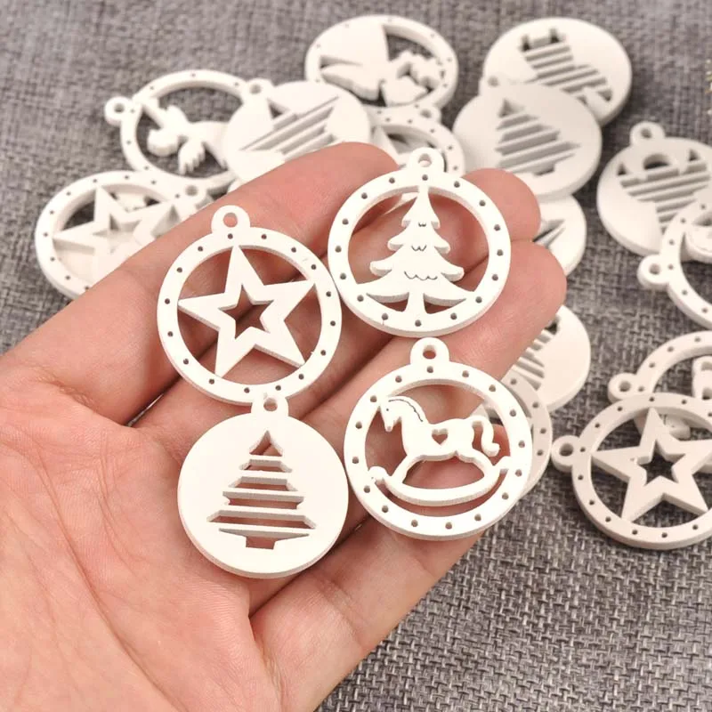 50Pcs 25/35mm White Wooden Slice Christmas Snowflake Scrapbooking For  Christmas Embellishment Craft DIY Handicraft Decorations - AliExpress