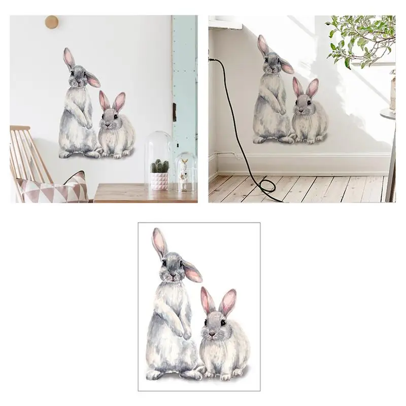 Милый стикер на стену в виде кролика Съемный ПВХ фон для спальни настенный