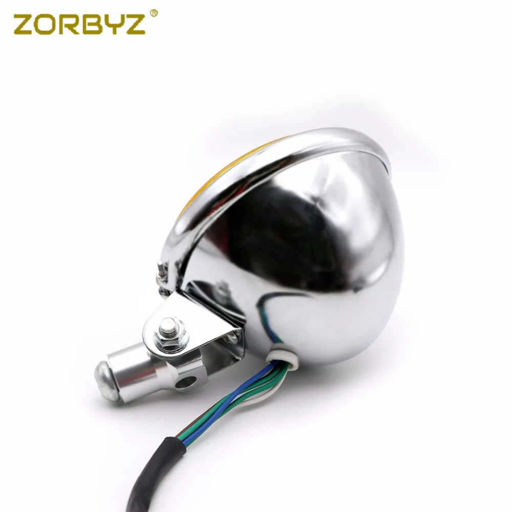 ZORBYZ Ретро мотоциклетная фара хромированная металлическая прозрачная/Янтарная линза галогенная лампа для поплавок Чоппер кафе гонщик на заказ