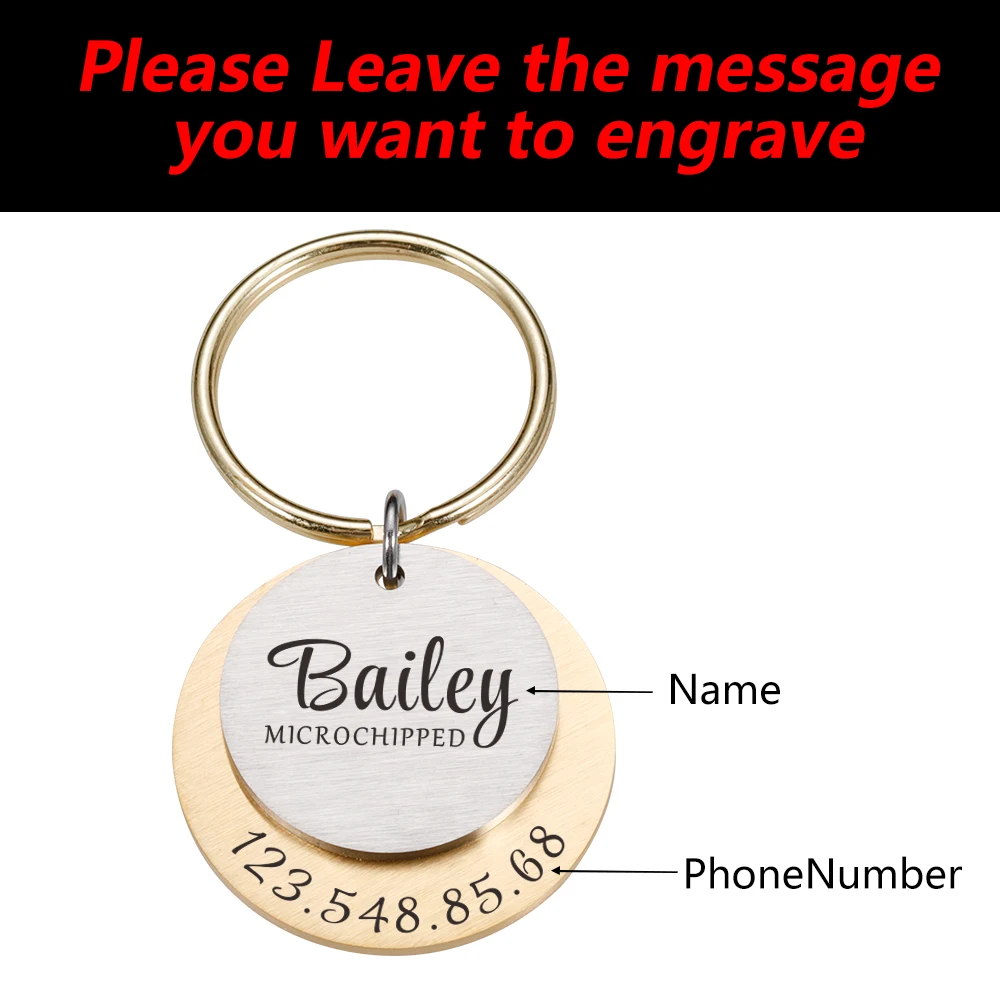 Personalized Engraving Pet ID Tags Anti-lost Dog ID Tag Identification Customized Pet Name Puppy Collar Dog Cat Tag Pet Supplies