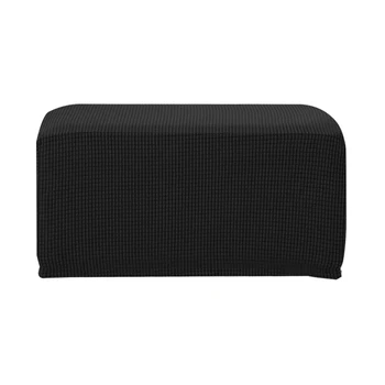 

2-Piece Wingback Recliner Chair Cover With Ottoman Footstool Slipcover Black