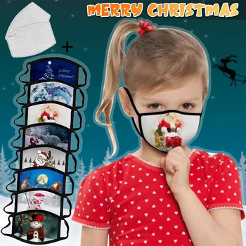 

Christmas Child Face Mask Unisex Printed Breathable Fabric Facial Mask Polyester Mascarillas 2pcs Mascarillas Con Filtro#YL5