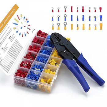 

HS-30J Ratchat Wire crimping tool crimping plier 0.25-6mm2 hand tools Electrical Pliers 700Pcs Insulated Wire Terminal Connector