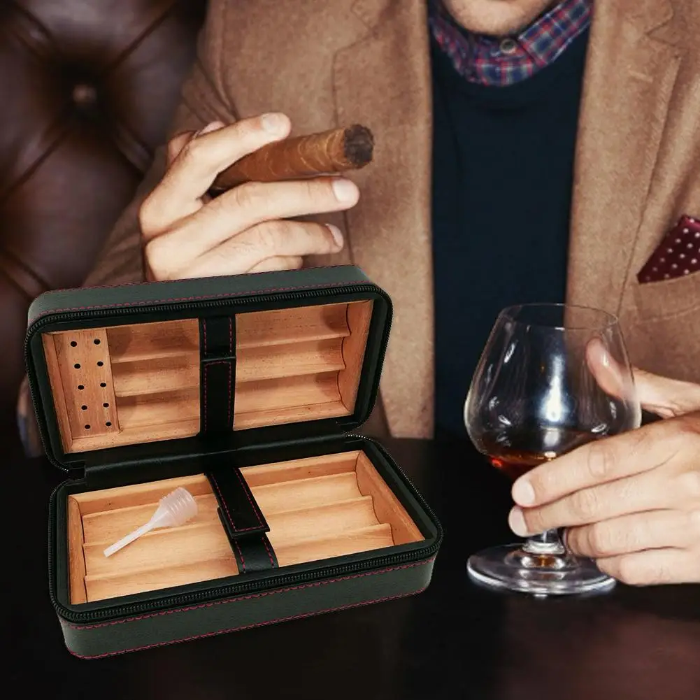 Чехол для хьюмидора сигары из кедрового дерева, переносная коробка для путешествий из кожи, съемный поднос из кедра, увлажнитель воздуха дл... Чехол для хьюмидора сигары из кедрового дерева, переносная коробка для путешествий из кожи, съемный поднос из кедра, увлажнитель воздуха дл...