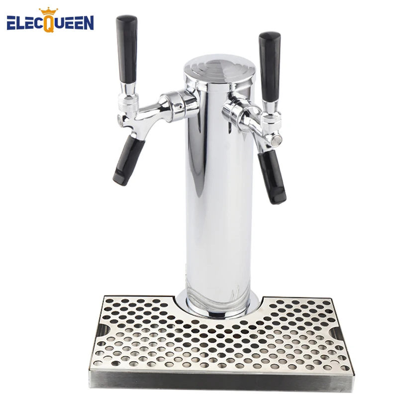Beer Tower Home Brew Double Tap Dispenser With Dripping Tray, Chrome