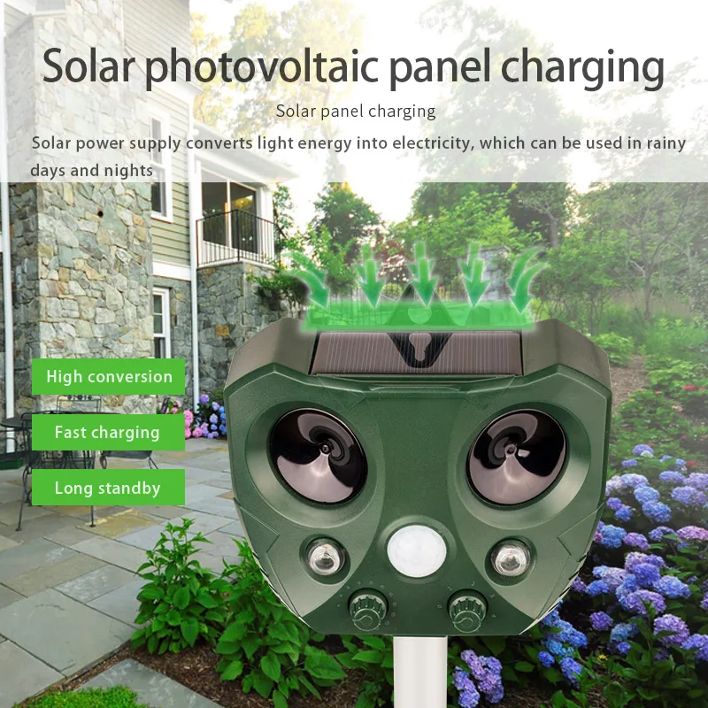 

Solar Animal Repellent Garden Mole Repellent Ultrasonic Solar Powered Pest Cat Dog Bird Insect Repellent