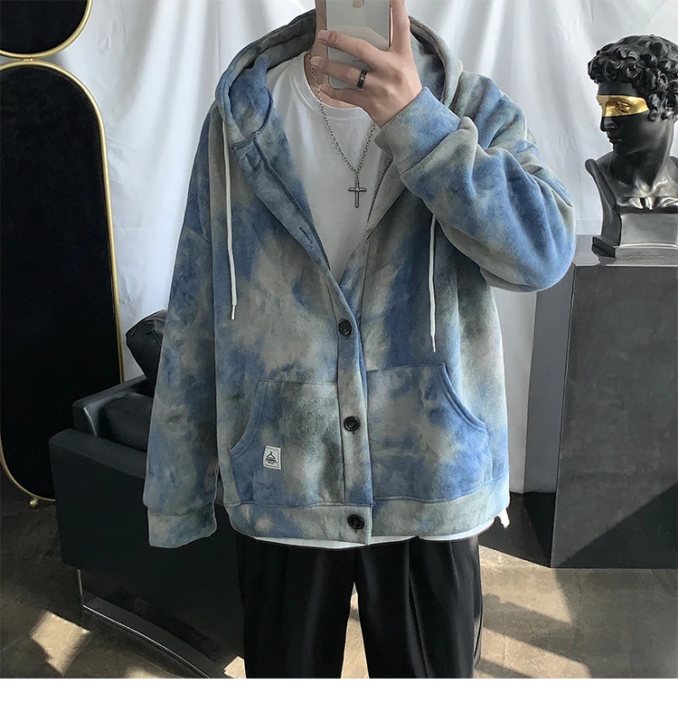 Tie Dye толстовки мужские модные с принтом повседневные камуфляжные толстовки с капюшоном Мужская Уличная свободная хип-хоп толстовка мужская s толстовка кардиган
