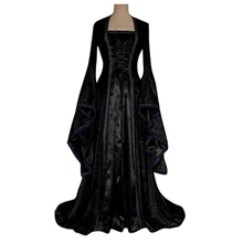 Ретро суд длинный халат благородная принцесса праздничная одежда готическое средневековое платье Косплей Карнавальный костюм Хэллоуина для женщин платья
