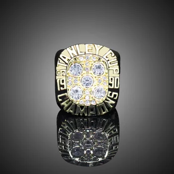 

Fashion Crystal Ice Hockey Star 1990 New York Stanley Cup Champion Ring Jewelry NHL Series Memorial Diamond Ring