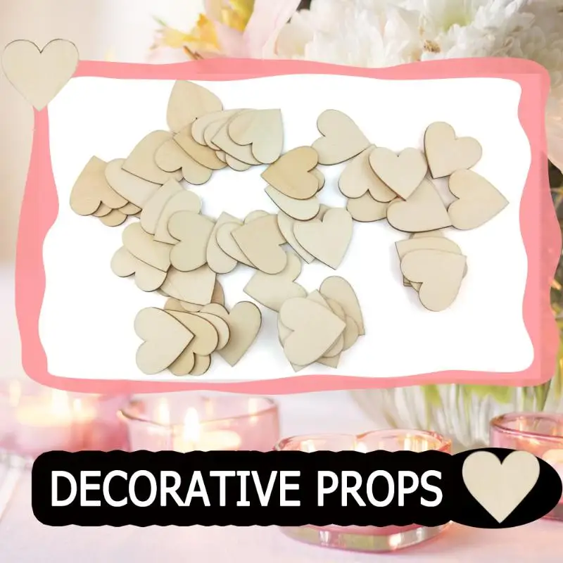 50 шт./пакет 4 см фанера Love Heart Shaped фестивальный орнамент с возможностью