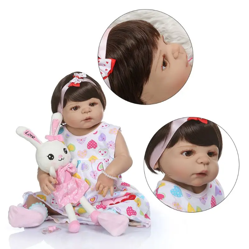 

22in Realistic Reborn Doll Soft Full Silicone Vinyl Newborn Babies Girl Lifelike Handmade Toy Children Birthday Xmas Gifts 95AE