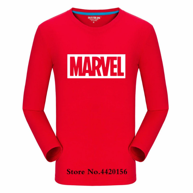 Pop Tide, новая модная футболка Marvel с длинным рукавом, мужской принт супергероев, футболка с круглым вырезом, комическая футболка с надпись Marvel, топы, Мужская одежда, футболка