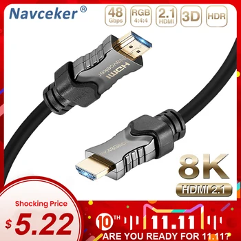 

2020 HDMI 2.1 Cable 8k 60Hz 4K 120Hz 3D High Speed 48Gbps HDMI Cable for PS4 Splitter Switch Box Extender Video 8K HDMI Cable