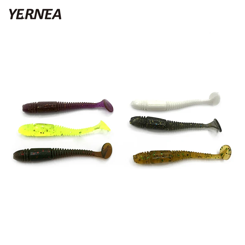 

New 10Pcs/Lot 1.3g 5.5 cm Worm Soft Fishing Lure T Tail Soft Bait Screw Tail Velvet False Bait Fishing Gear Smell Soft Baits