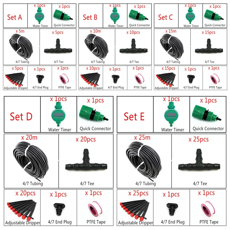 10/15/натяжной канат длиной 25 м шланг садовый капельниц набор с Таймер подачи воды система капельного орошения «сделай сам» завод автоматические Сад Микро полива E211