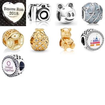 

2020 NEW 100% 925 Sterling Silver Summer Camera Limited Edition Pig Charm Fit DIY Women Bracelet Fashion Original Jewelry Gift