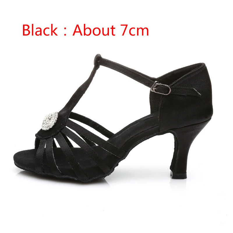 QFL-black 7cm Женская обувь для латинских танцев на высоком каблуке; стразы; обувь для латинских танцев; zapatos de BAILE latino; профессиональная обувь для танго и сальсы; женская обувь - Цвет: QFL-black 7cm