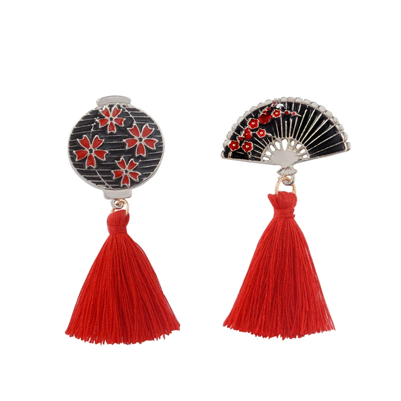 Японская вишня веер Брошь Ретро Красная брошь с кисточкой фонарь винтажная
