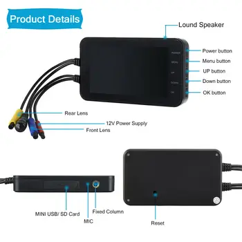 

4" FHD Dual 1080P+720P IP67 140° Motorcycle Dash Camera Video Recorder Camcorder Black High Quality Motorcycle Dash Camera