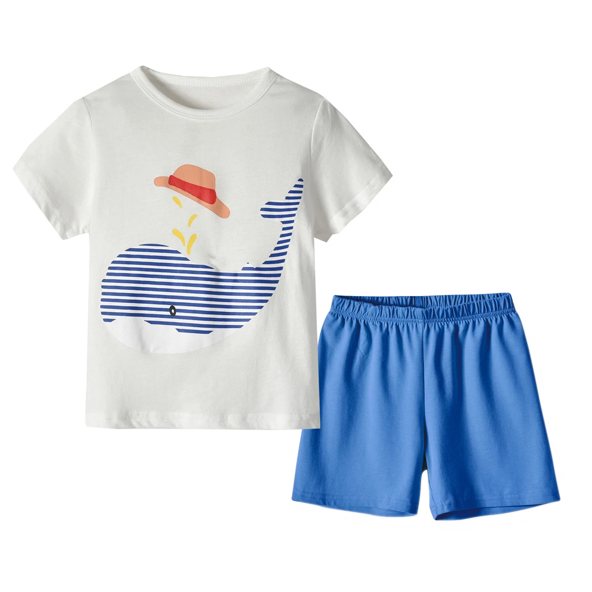 Fashion Children Boys Clothes Sets Two-piece Outfit Cartoon Printed T-shirt Plain Shorts Casual Style | Мать и ребенок
