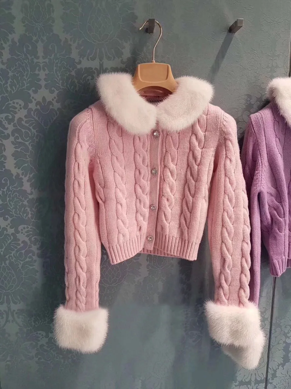 TVVOVVIN Sweet Girl Style Short Fund Sweater Early Autumn Lead Skinny Hemp Flowers Knitting Cardigan ZX512
