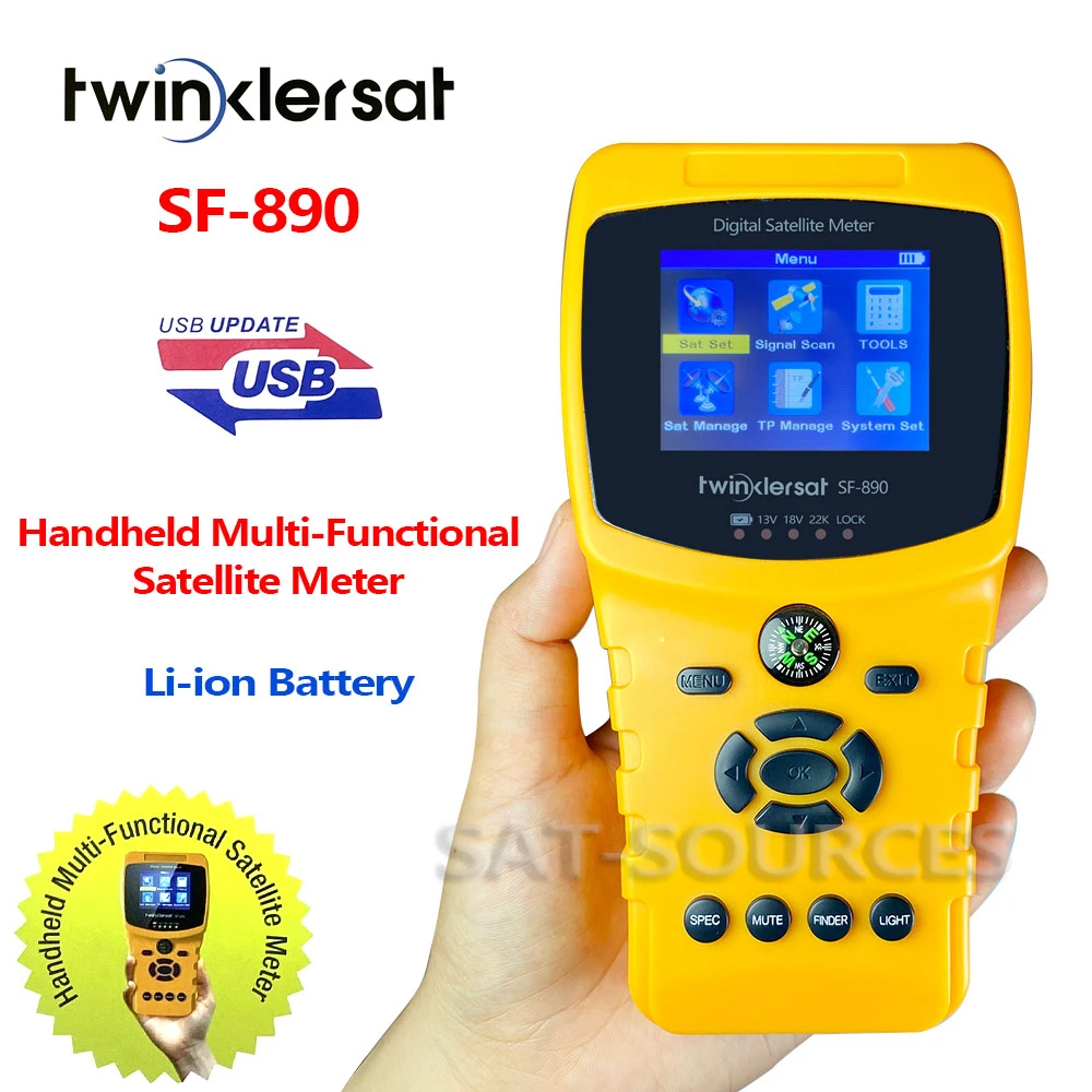 SF890 Twinklersat SF-890 портативный многофункциональный спутниковый Finder метр DVB-S/S2 BER MER