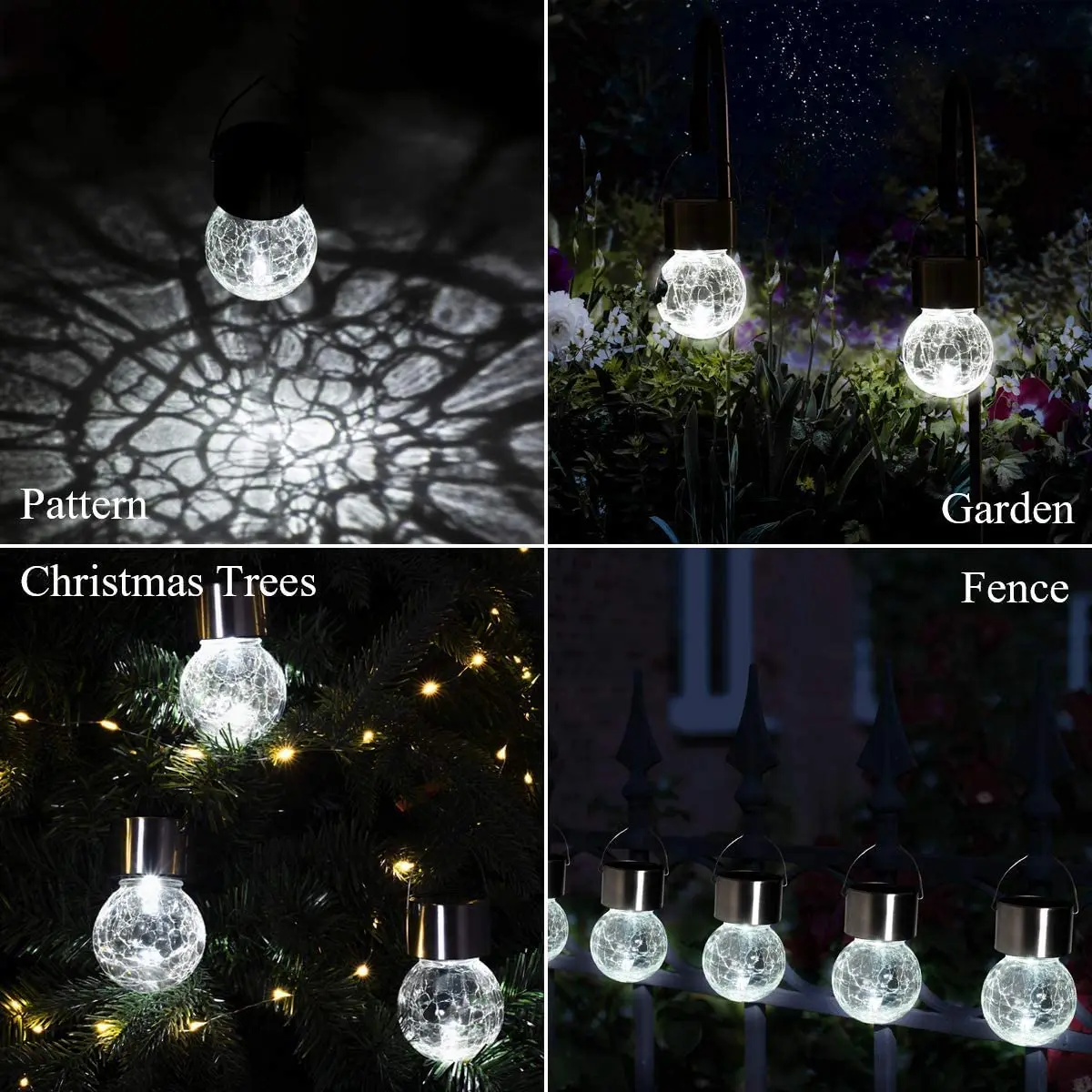 Luzes de Suspensão Solares ao ar Decorativo à Prova Solares com Alça para Jardim Livre Crackle Vidro Dwaterproof Água Lanternas Quintal Gramado Pátio 7 lanternas solares com alça para jardim quintal gramado pátio