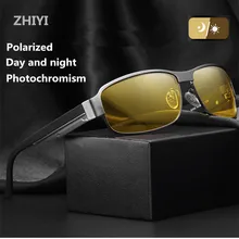 ZHIYI, брендовые очки ночного видения, день и ночь, очки для вождения, мужские, Ретро стиль, алюминий, поляризационные, фотохромные солнцезащитные очки, UV400