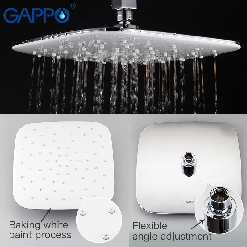 GAPPO Shower system wall mounted white bathroom faucet mixer rainfall shower set waterfall torneira do chuveiro bathroom