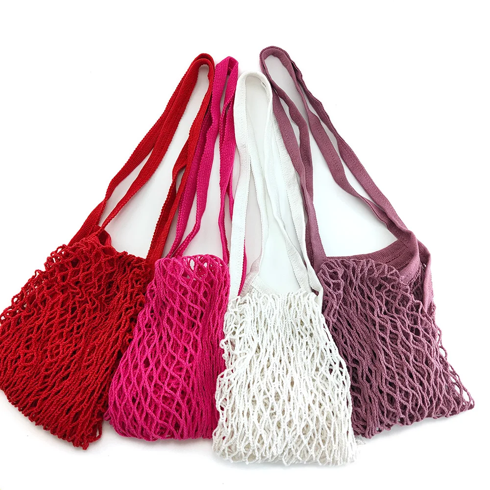 Reusable Fruit String Grocery Shopper Cotton Tote Mesh Woven Net Shoulder Bag CA 