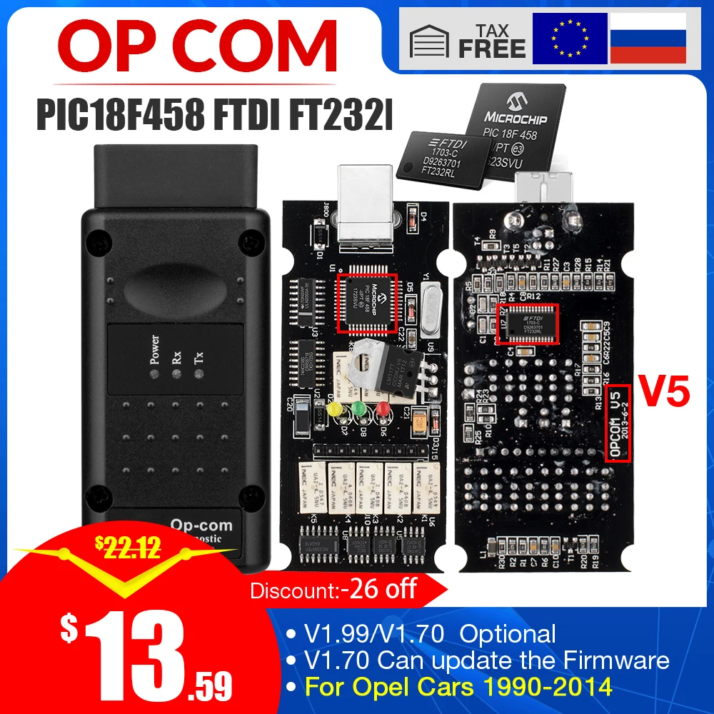 OP COM V1.99/V1.70 с PIC18F458 FTDI FT232RL чип OBD2 диагностический инструмент для Opel OPCOM может быть
