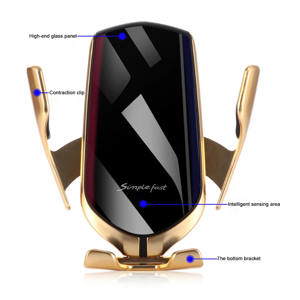 R1 автомобильное беспроводное зарядное устройство автоматическое зажимное инфракрасное Индукционное Qi Беспроводное зарядное устройство Автомобильный держатель для телефона крепление для iPhone huawei
