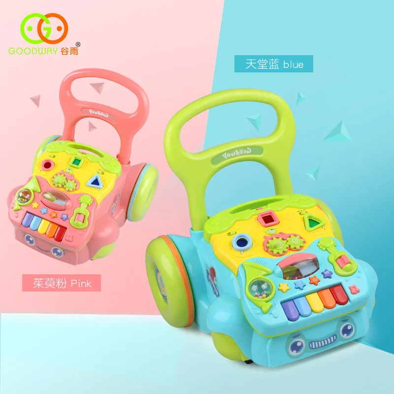 GOODWAY Baby Walker Cart Младенческая музыкальная игрушка 6-12-18 месяцев Детские анти-падающие ходунки