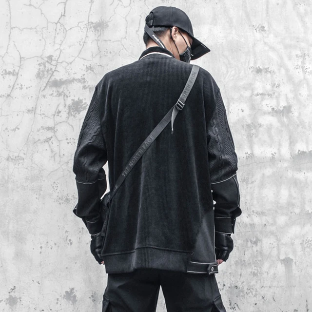 Sudadera con capucha de algodón de doble cuello ninja Harajuku para hombre  Hip Hop Streetwear Sudaderas con capucha