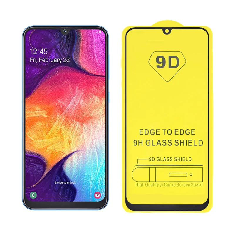 9D Защитное стекло для samsung Galaxy A70 стекло для samsung A50 A60 A80 протектор экрана sansung A 70 50 60 пленка закаленное стекло - Цвет: Black