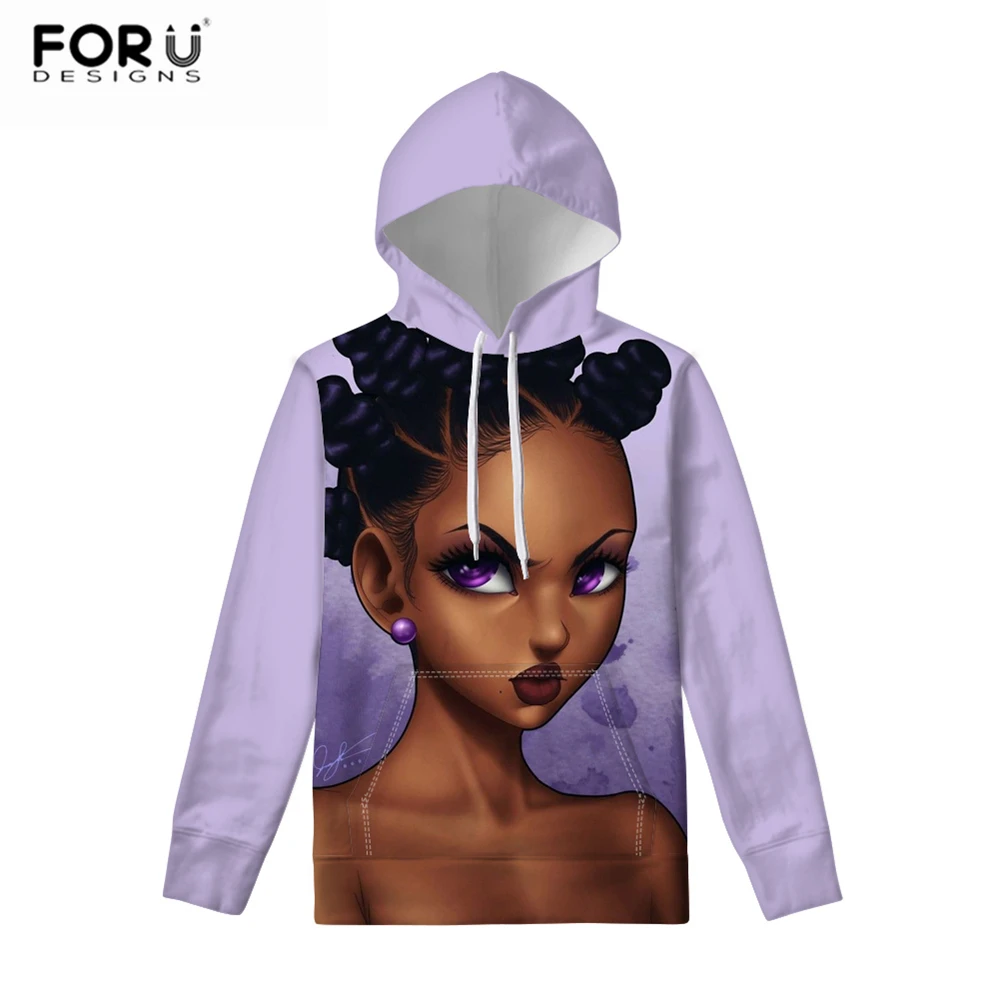 Kaufen FORUDESIGNS Frauen Hoodies Schwarz Kunst Afrikanische Mädchen Druck Pullover Hoodie Damen Sweatshirt Langarm Hoodies Paar Tragen