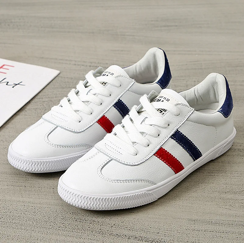 

2019 Spring New Style Versatile Small White Shoes Women's Genuine Leather Soft Flat Korean Sporty Single Shoes Casual Lace-up Sh