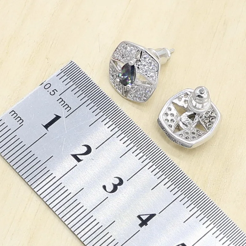Новое поступление женские 925 серебряные ювелирные наборы из серьг кольца и кулона ожерелье свадебный набор красный кристалл 4 цвета