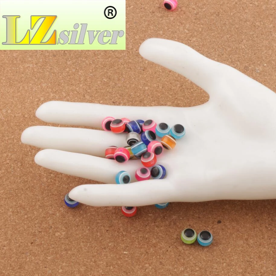 500pcs 8mm Evil Eye Stripe Round Resin Spacer Beads Multicolor Loose Beads Jewelry DIY L3040