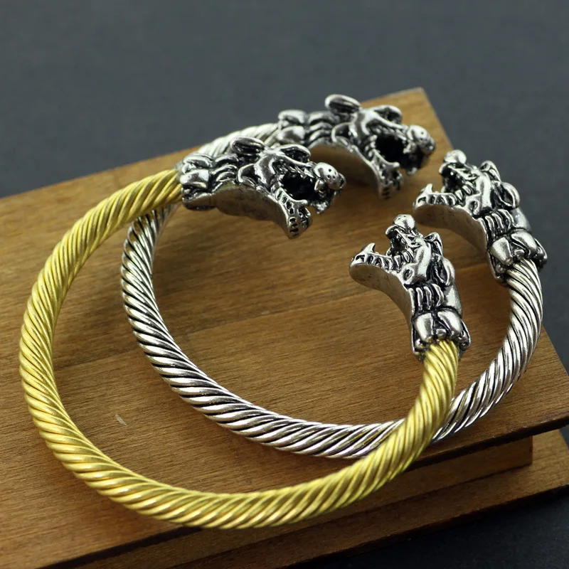 CHICVIE золотые и серебряные браслеты и браслеты с головой волка, Кристальные браслеты из нержавеющей стали для женщин, ювелирные изделия в виде животных, браслет SBR190504