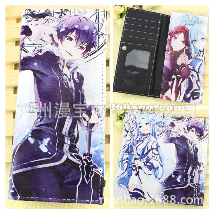 Sword Art Online 2 Токийский вурдалак Sword Art Online one piece DATE A LIVE аниме принт из искусственной кожи креативный мультяшный Длинный кошелек для монет держатель для карт кошелек - Цвет: Sword Art Online 2