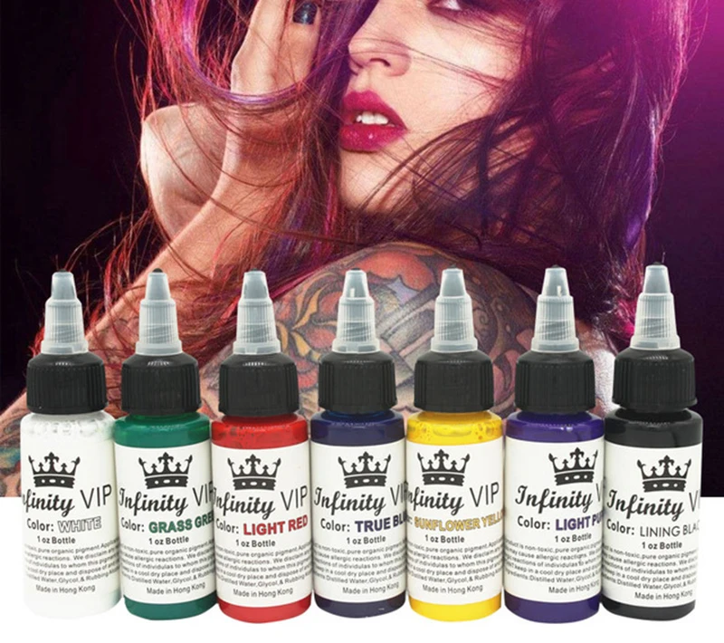 7 Colors set Permanent Tattoo Ink Set 1 Oz 30ml/Bottle Tattoo Inks Pigment for Tatoo Makeup