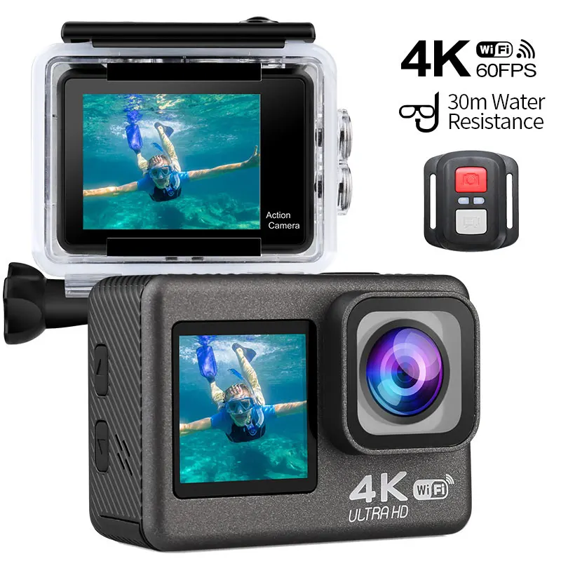 Cámara de Acción Ultra HD 4K WiFi, videocámara deportiva DV, pantalla Dual táctil, Control de pantalla remota, 30m, Go impermeable, Pro, casco