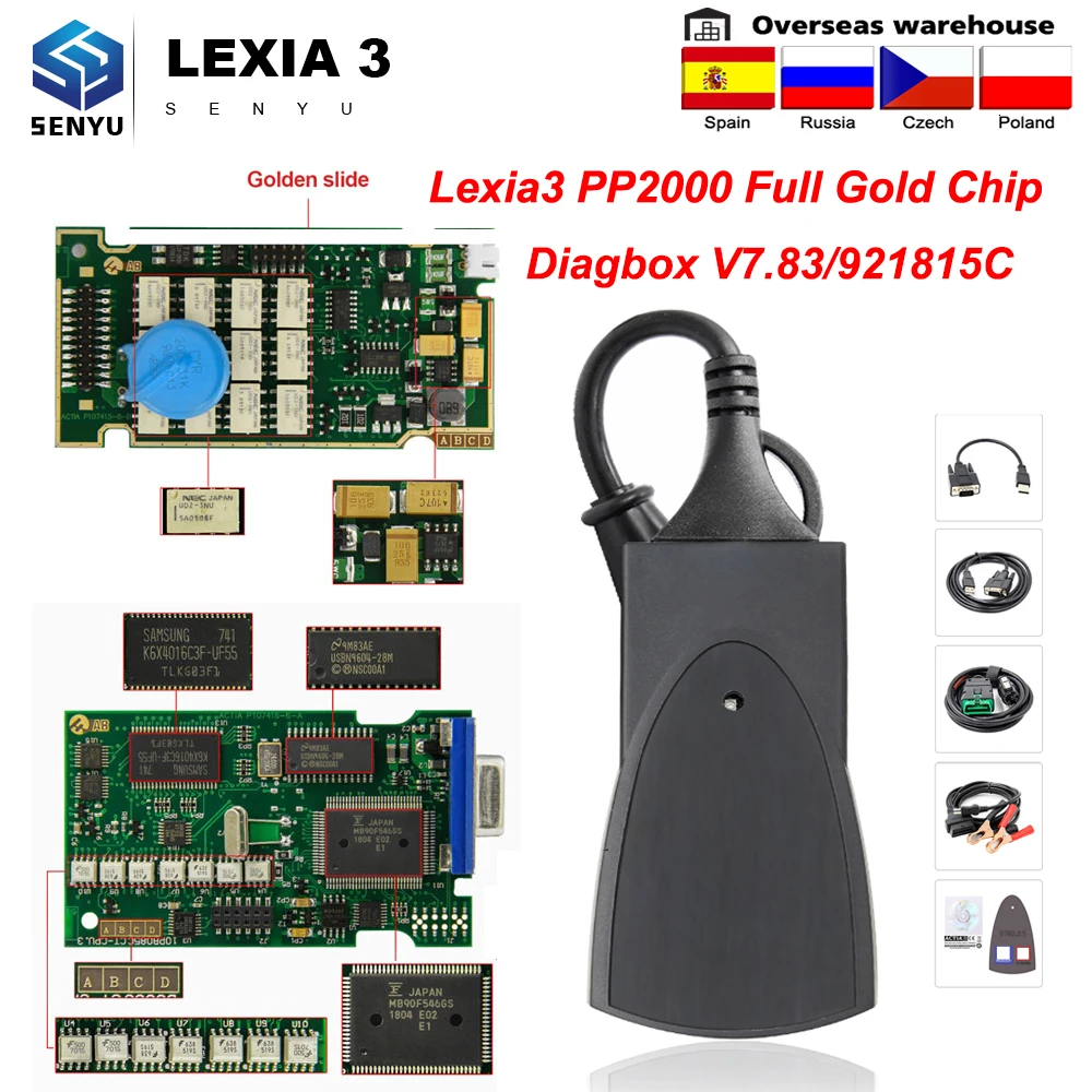 Lexia 3 Full Gold Chip 921815C PP2000 Diagbox V7.83 Lexia3 PP 2000 For Citroen/Peugeot OBD OBD2 Car diagnostic Auto Scanner Tool