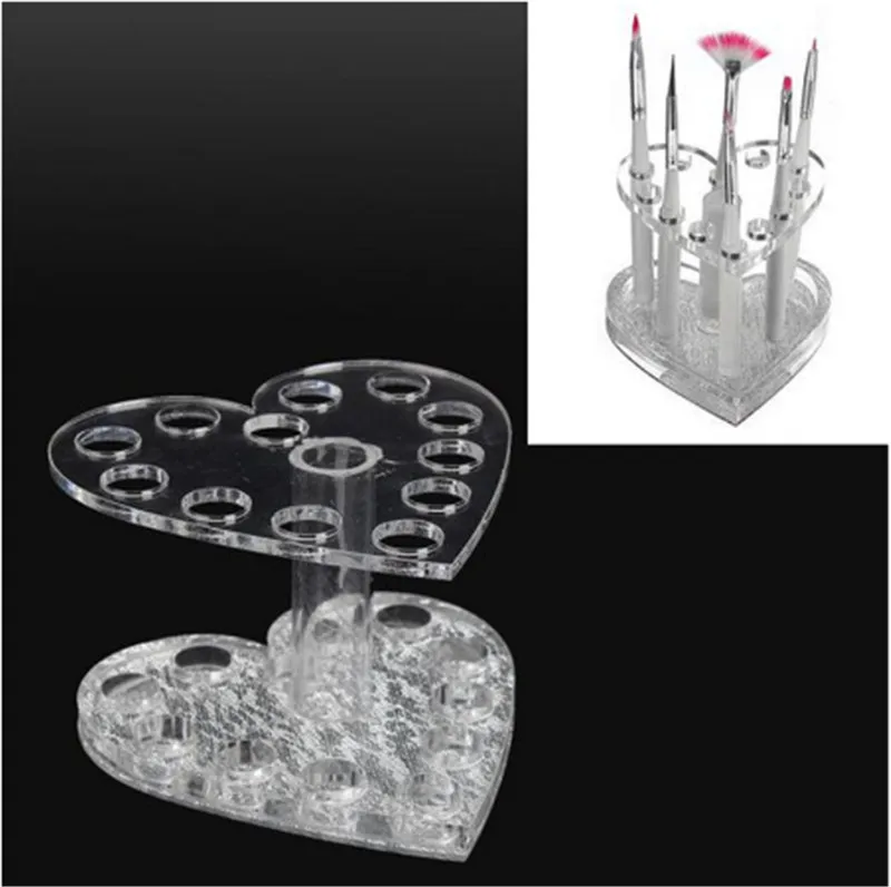 

Women Makeup Nail Art Acrylic UV Gel Pen Holder Brush Heart Organizer Display Stand Holders Professional Cosmetic Storage Racks