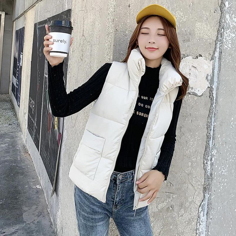 

Hot Selling 2019 Autumn And Winter New Style Korean-style Cotton Vest Women's Loose-Fit Short Large Size down Feather Cotton Ves