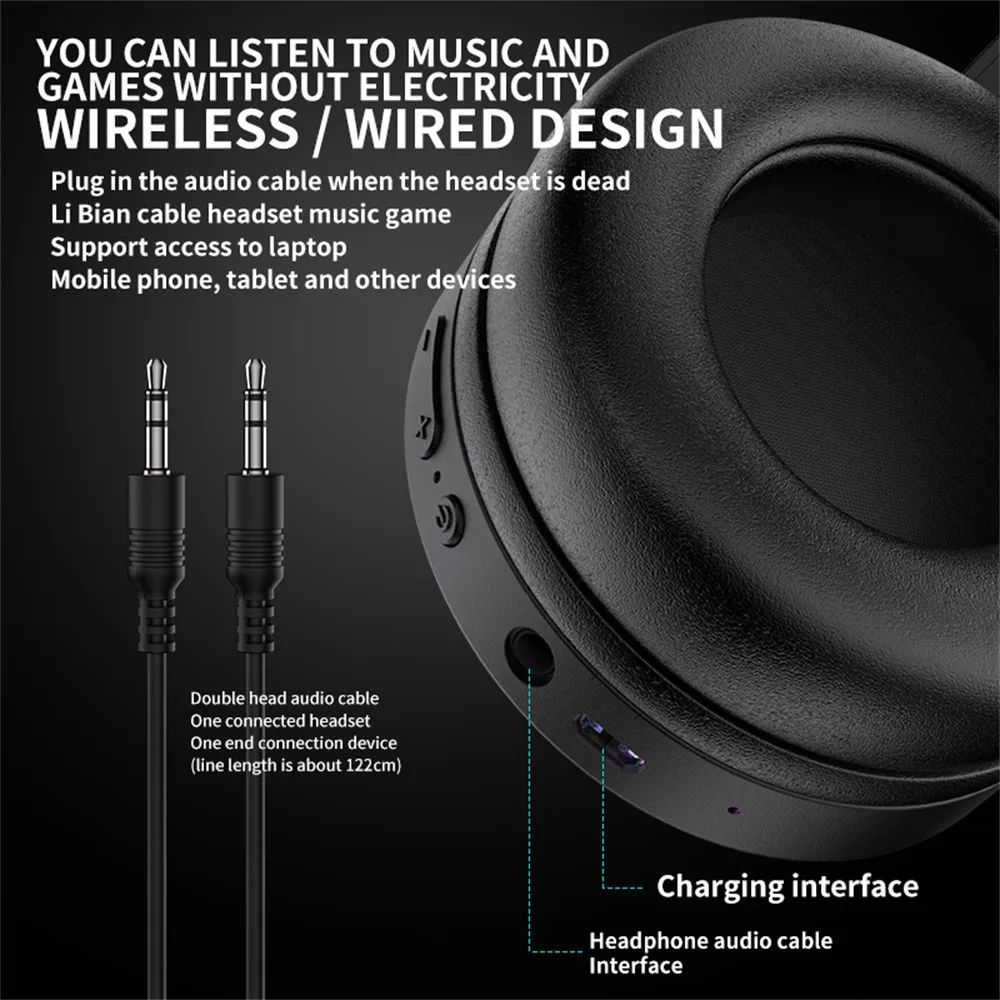 Беспроводные наушники Bluetooth RGB светящиеся беспроводные Игровые стереонаушники