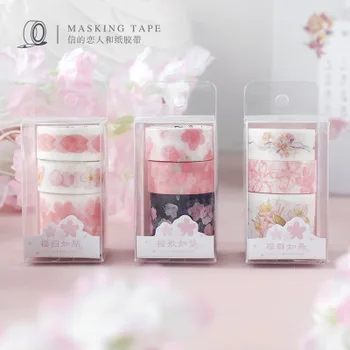 

1set DIY Japanese Paper Decorative Adhesive Tape Sakura Flower Series Washi Tape/Masking Tape Stickers Size 15/30mm*3m